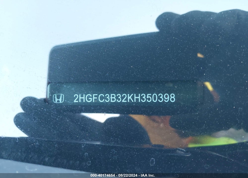 2019 HONDA CIVIC EX VIN: 2HGFC3B32KH350398
