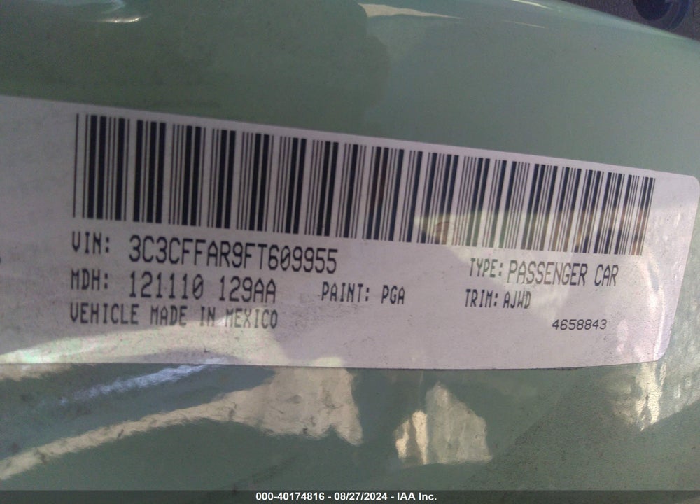 2015 FIAT 500 POP VIN: 3C3CFFAR9FT609955