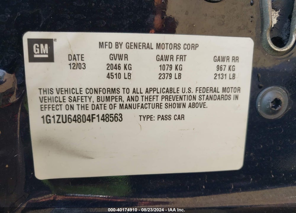 2004 CHEVROLET MALIBU MAXX LT VIN: 1G1ZU64804F148563