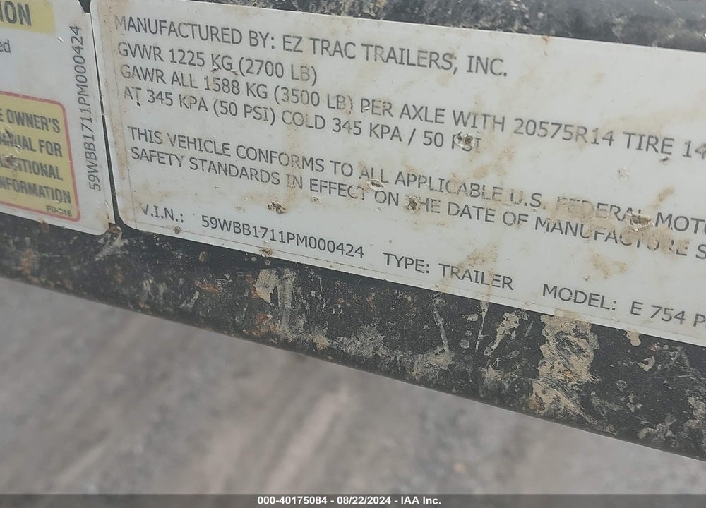 2023 EDGEMARINE BOAT AND TRAILER VIN: WAC37939J223