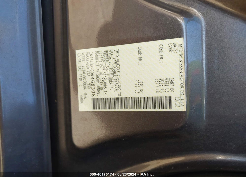 2013 NISSAN ALTIMA 3.5 SL VIN: 1N4BL3AP9DN468398