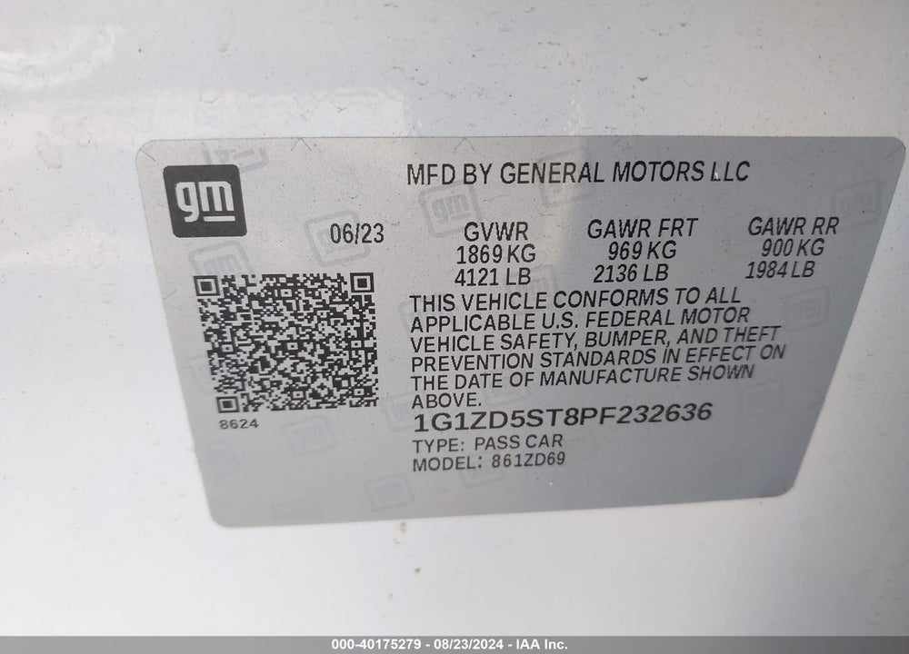 2023 CHEVROLET MALIBU FWD 1LT VIN: 1G1ZD5ST8PF232636