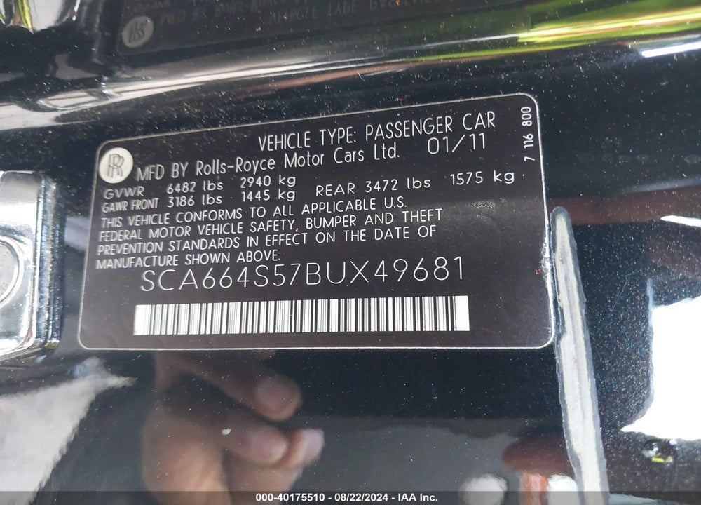 2011 ROLLS-ROYCE GHOST VIN: SCA664S57BUX49681