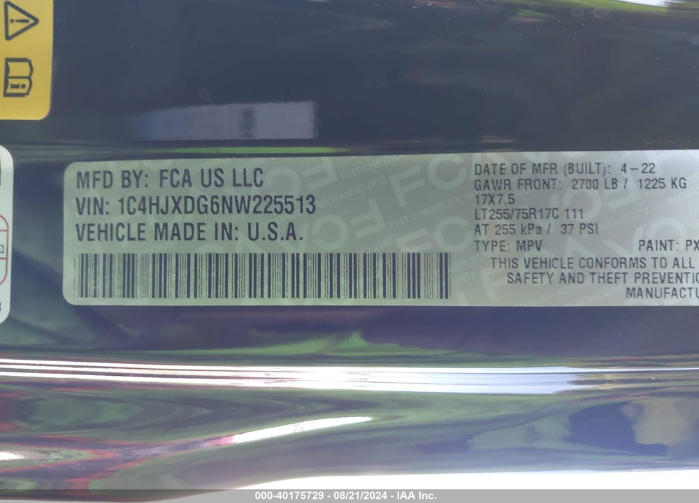 2022 JEEP WRANGLER UNLIMITED WILLYS SPORT 4X4 VIN: 1C4HJXDG6NW225513