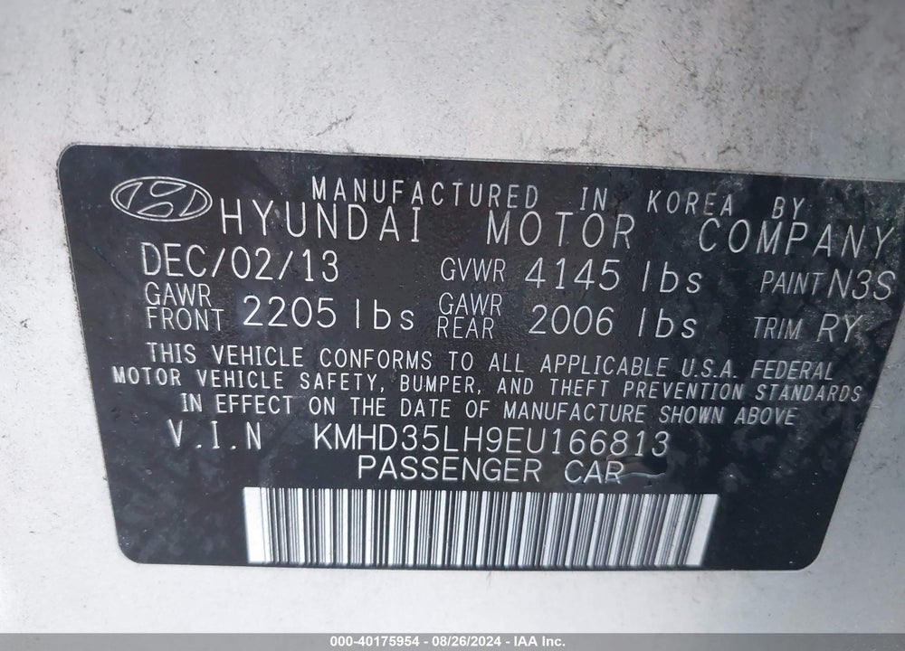 2014 HYUNDAI ELANTRA GT VIN: KMHD35LH9EU166813