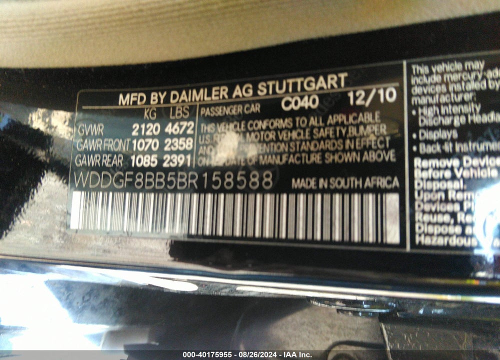 2011 MERCEDES-BENZ C 300 LUXURY 4MATIC/SPORT 4MATIC VIN: WDDGF8BB5BR158588