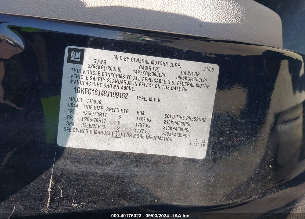 2008 GMC YUKON XL 1500 SLE VIN: 1GKFC16J48J199152