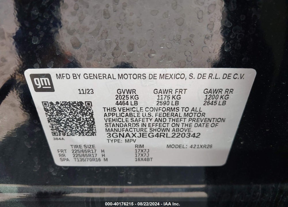 2024 CHEVROLET EQUINOX FWD 2FL VIN: 3GNAXJEG4RL220342