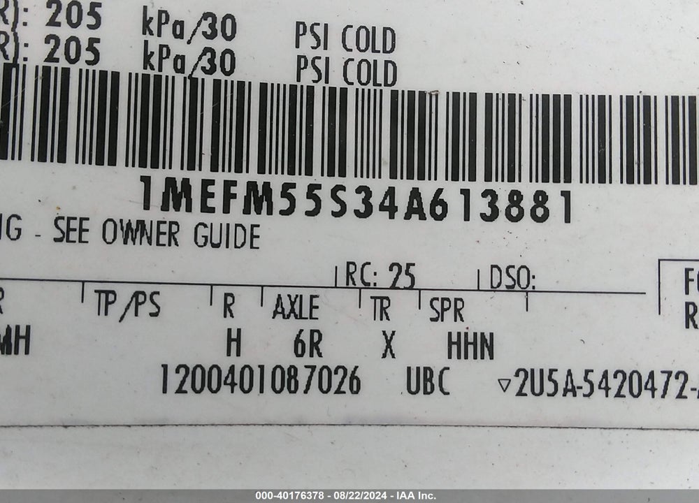 2004 MERCURY SABLE LS PREMIUM VIN: 1MEFM55S34A613881