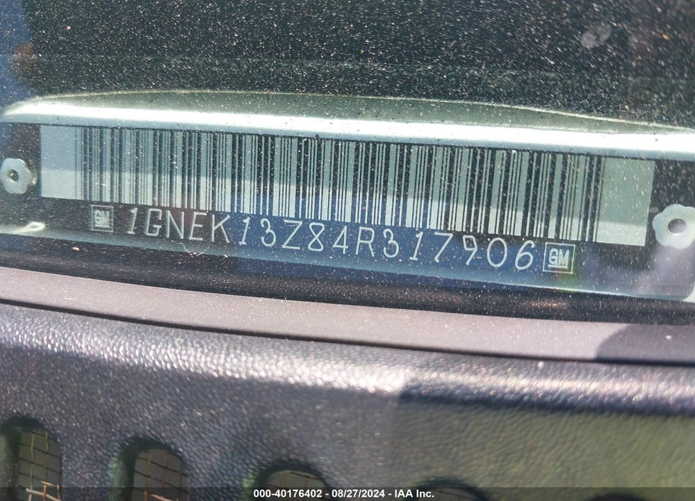 2004 CHEVROLET TAHOE Z71 VIN: 1GNEK13Z84R317906
