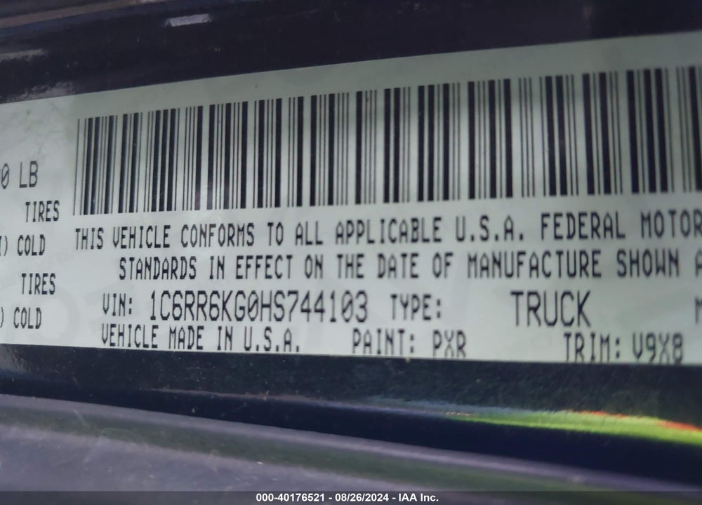 2017 RAM 1500 EXPRESS 4X2 5'7 BOX VIN: 1C6RR6KG0HS744103