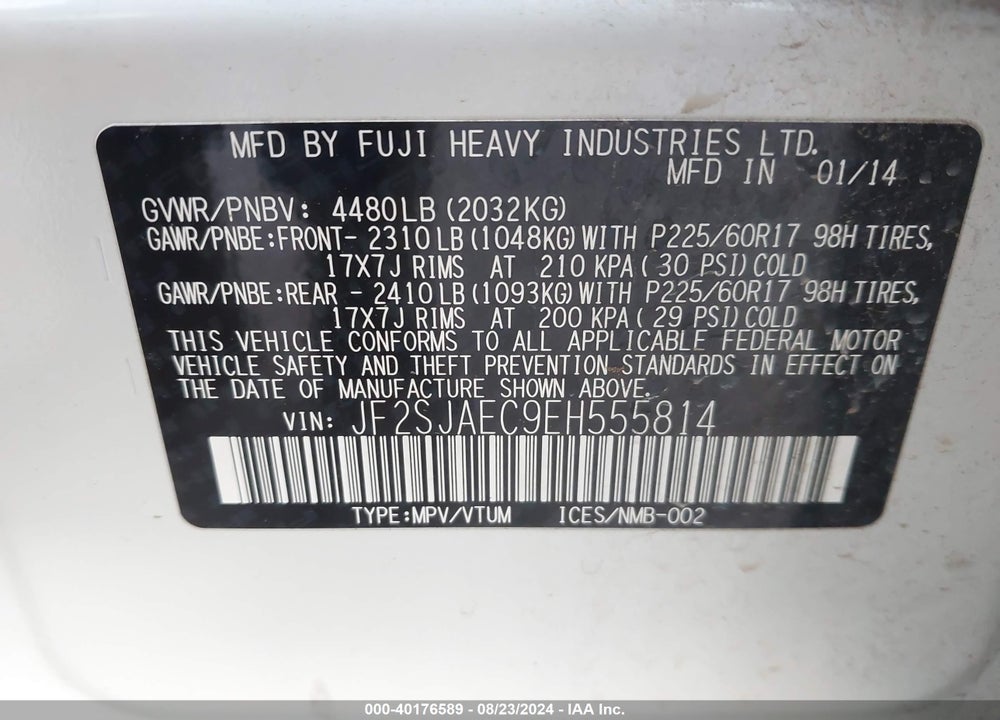 2014 SUBARU FORESTER 2.5I PREMIUM VIN: JF2SJAEC9EH555814