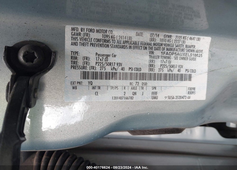 2014 FORD C-MAX HYBRID SE VIN: 1FADP5AUXEL518625