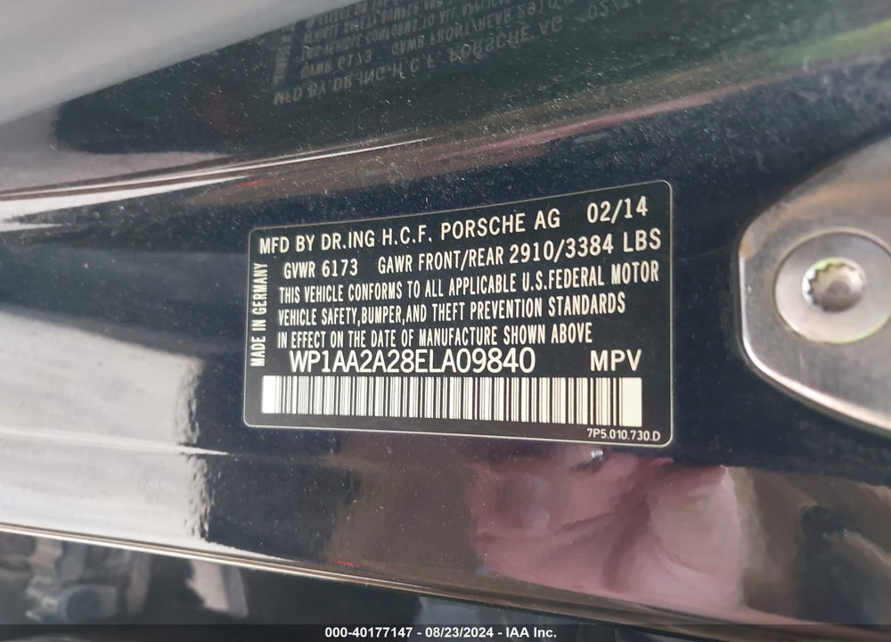 2014 PORSCHE CAYENNE PLATINUM EDITION VIN: WP1AA2A28ELA09840