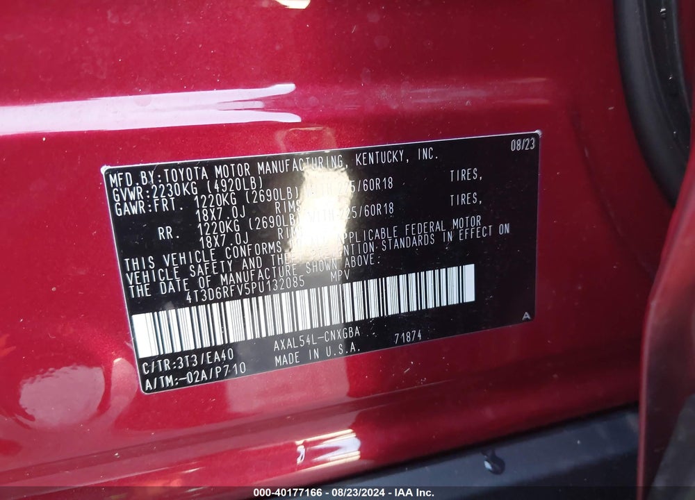 2023 TOYOTA RAV4 HYBRID LIMITED VIN: 4T3D6RFV5PU132085