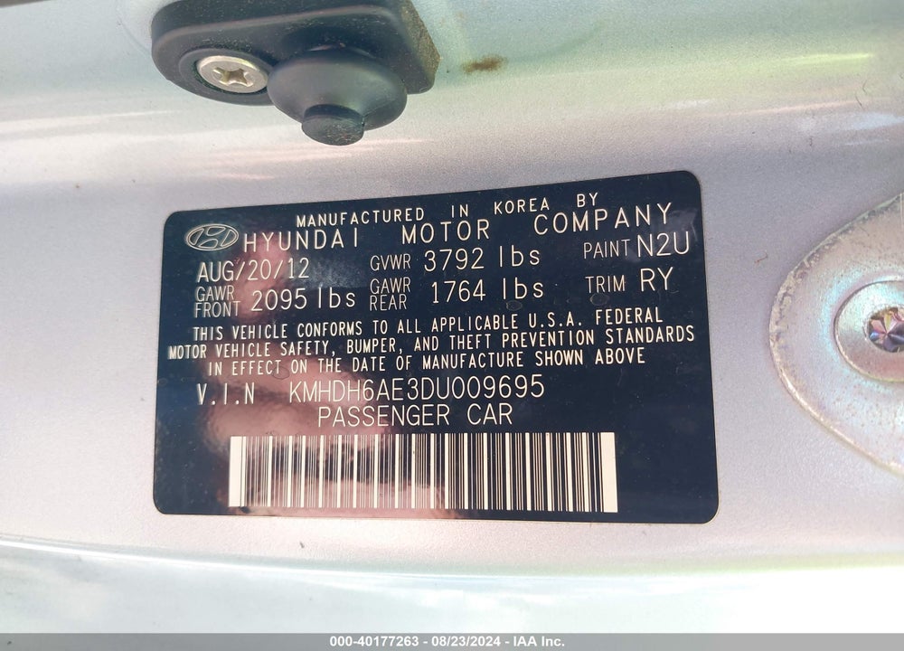 2013 HYUNDAI ELANTRA SE VIN: KMHDH6AE3DU009695