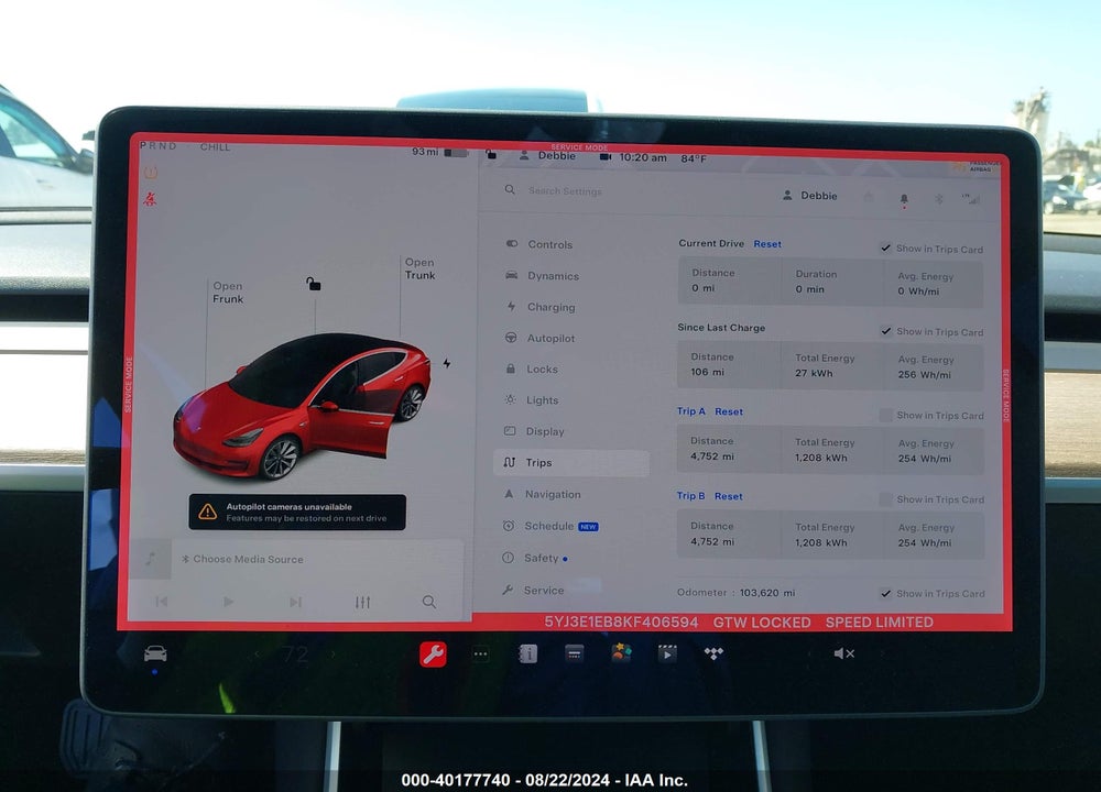 2019 TESLA MODEL 3 VIN: 5YJ3E1EB8KF406594