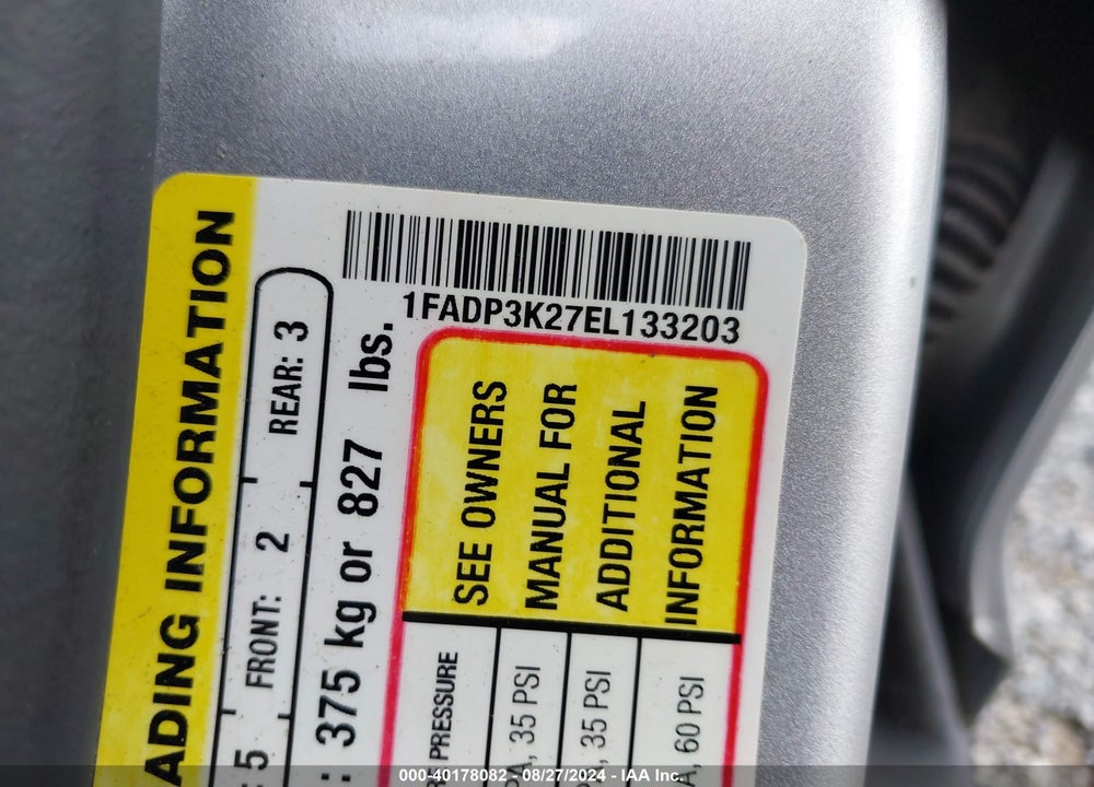 2014 FORD FOCUS SE VIN: 1FADP3K27EL133203
