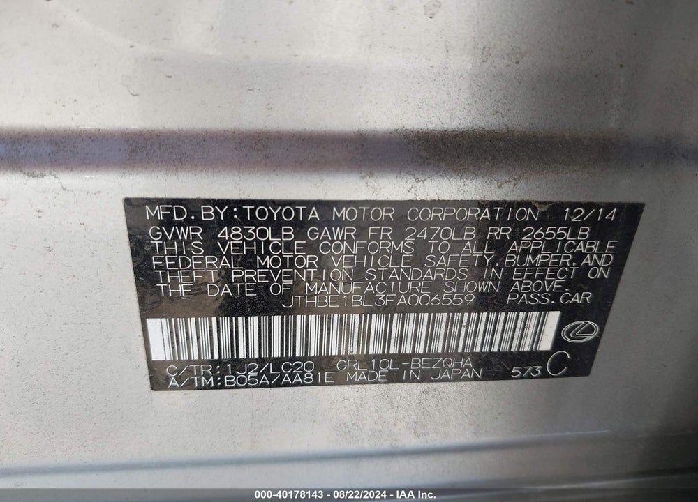 2015 LEXUS GS 350 VIN: JTHBE1BL3FA006559