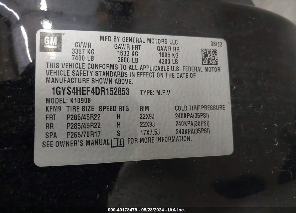 2013 CADILLAC ESCALADE ESV LUXURY VIN: 1GYS4HEF4DR152853