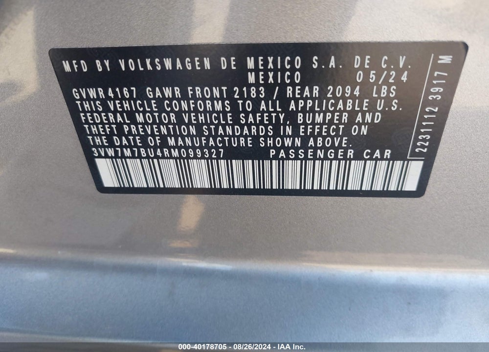 2024 VOLKSWAGEN JETTA 1.5T SE VIN: 3VW7M7BU4RM099327