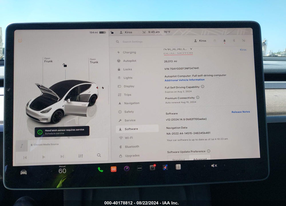 2022 TESLA MODEL Y PERFORMANCE DUAL MOTOR ALL-WHEEL DRIVE VIN: 7SAYGDEF3NF547441