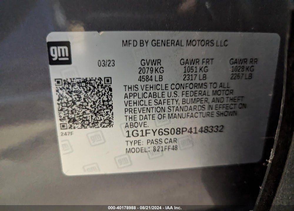 2023 CHEVROLET BOLT EUV VIN: 1G1FY6S08P4148332