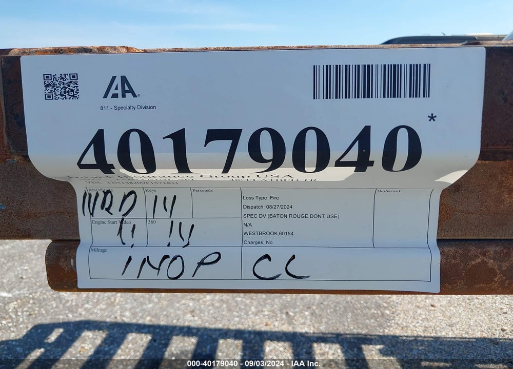 2015 FONTAINE TRAILER CO TRAILER VIN: 13N148209F1571831
