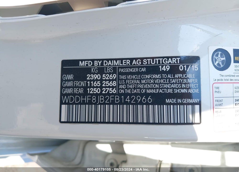 2015 MERCEDES-BENZ E 350 4MATIC VIN: WDDHF8JB2FB142966