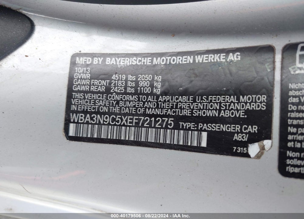 2014 BMW 428I XDRIVE VIN: WBA3N9C5XEF721275