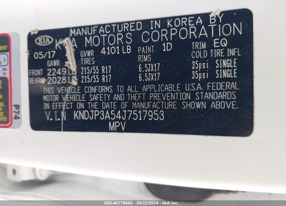 2018 KIA SOUL VIN: KNDJP3A54J7517953
