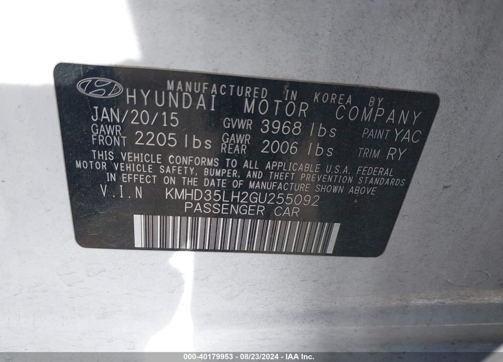 2016 HYUNDAI ELANTRA GT VIN: KMHD35LH2GU255092