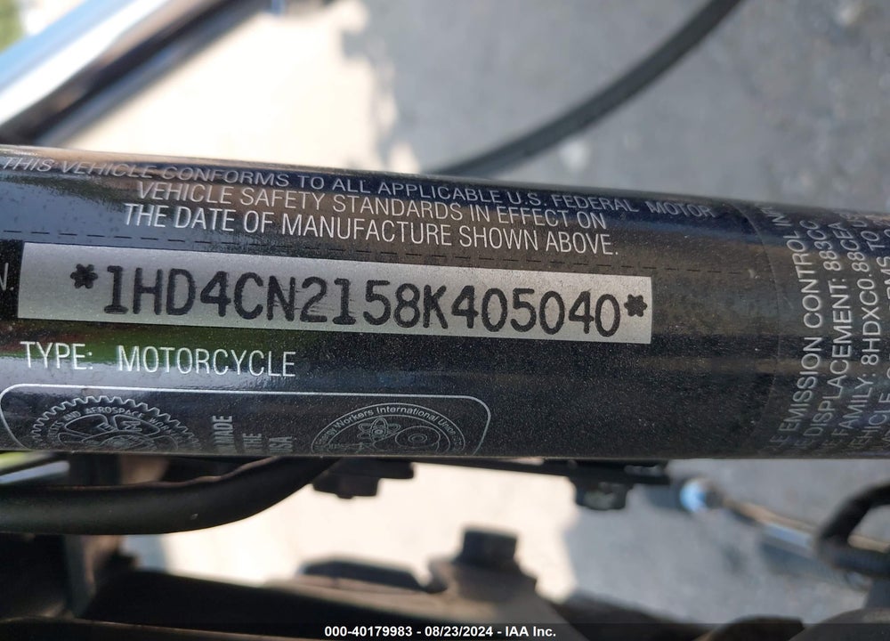 2008 HARLEY-DAVIDSON XL883 VIN: 1HD4CN2158K405040