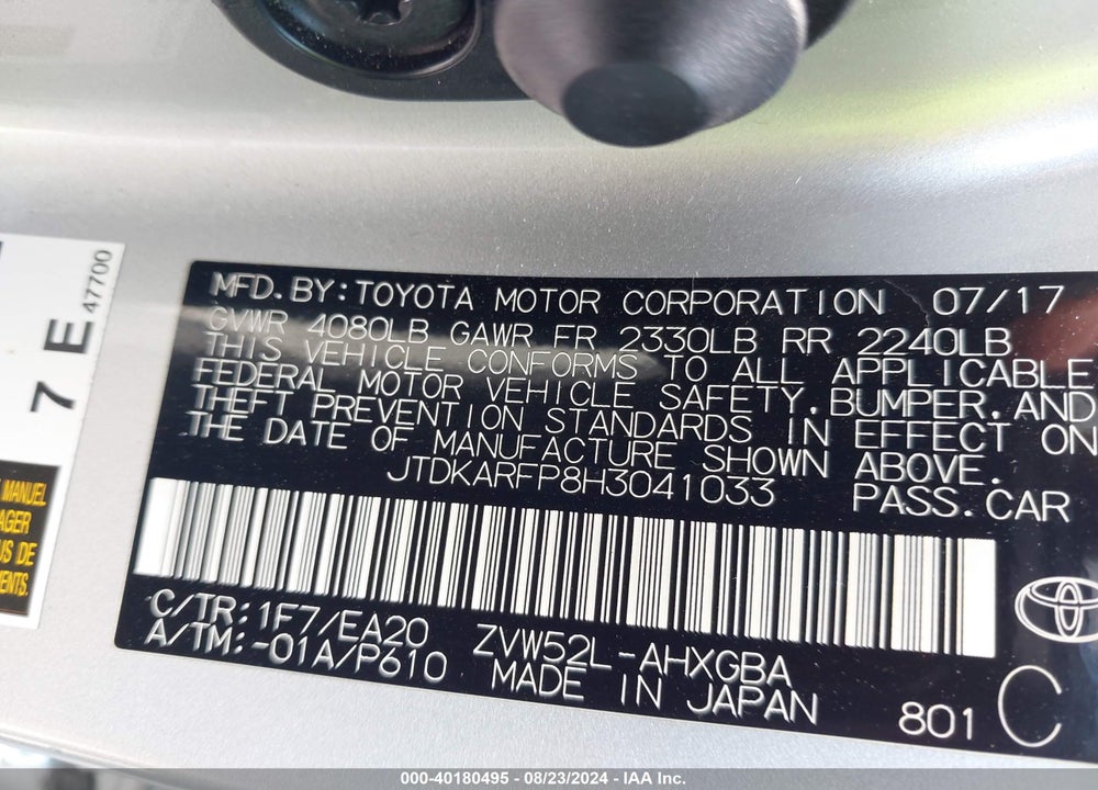2017 TOYOTA PRIUS PRIME PREMIUM VIN: JTDKARFP8H3041033