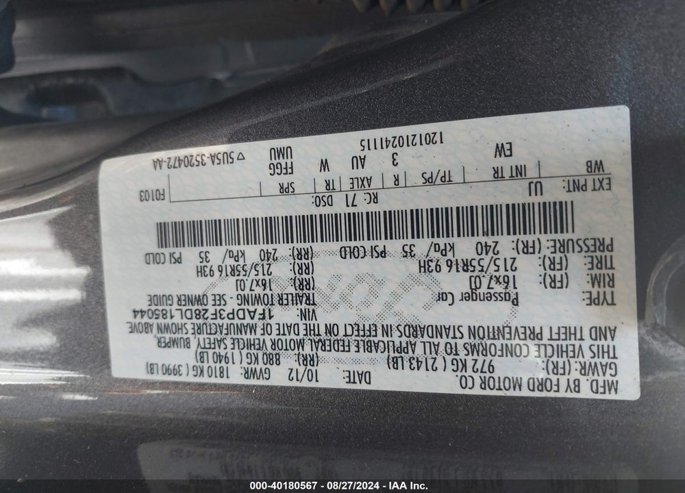 2013 FORD FOCUS SE VIN: 1FADP3F28DL185044
