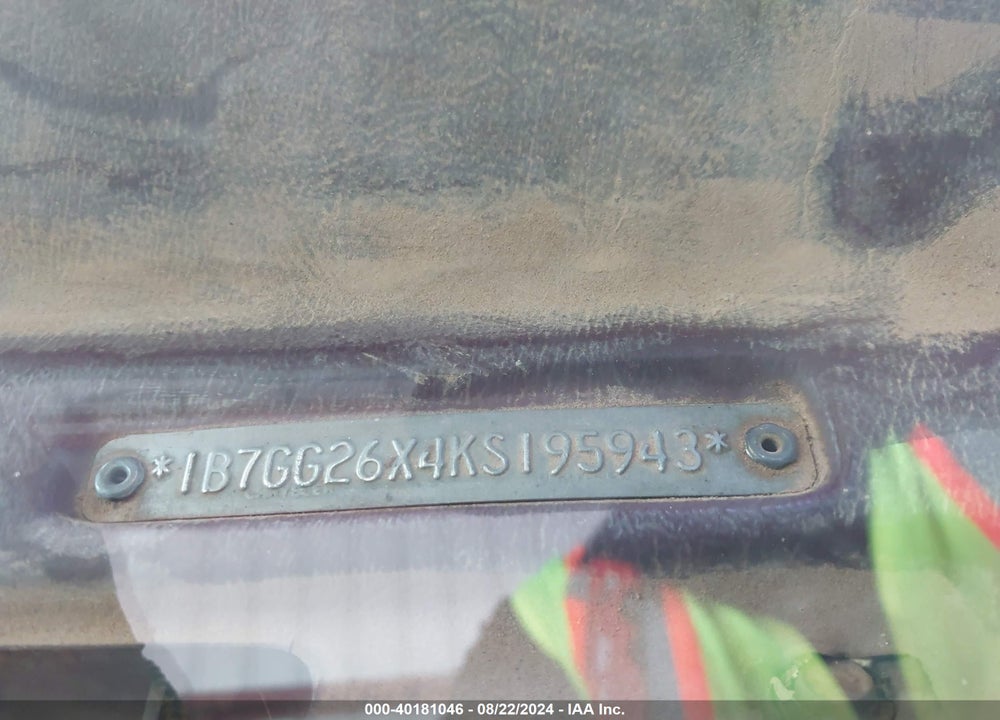 1989 DODGE DAKOTA VIN: 1B7GG26X4KS195943