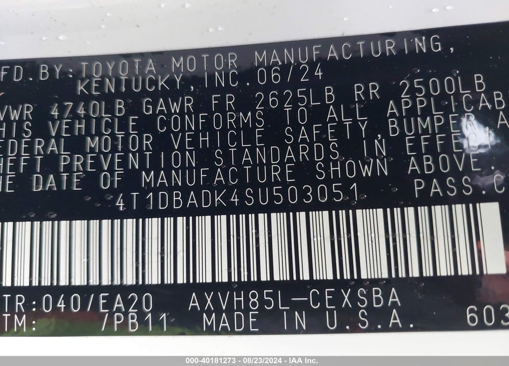 2025 TOYOTA CAMRY SE VIN: 4T1DBADK4SU503051