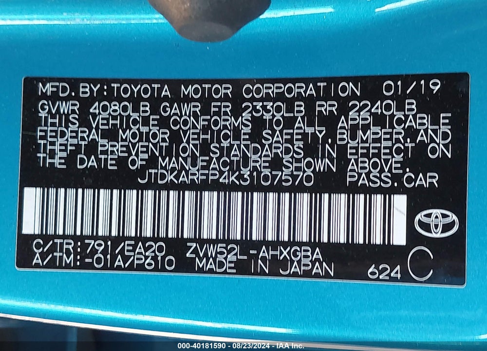 2019 TOYOTA PRIUS PRIME ADVANCED VIN: JTDKARFP4K3107570