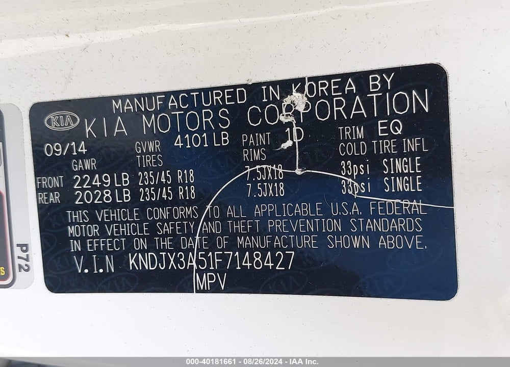 2015 KIA SOUL VIN: KNDJX3A51F7148427