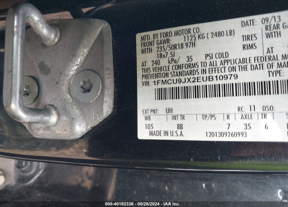2014 FORD ESCAPE TITANIUM VIN: 1FMCU9JX2EUB10979