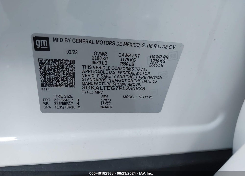 2023 GMC TERRAIN AWD SLE VIN: 3GKALTEG7PL230638