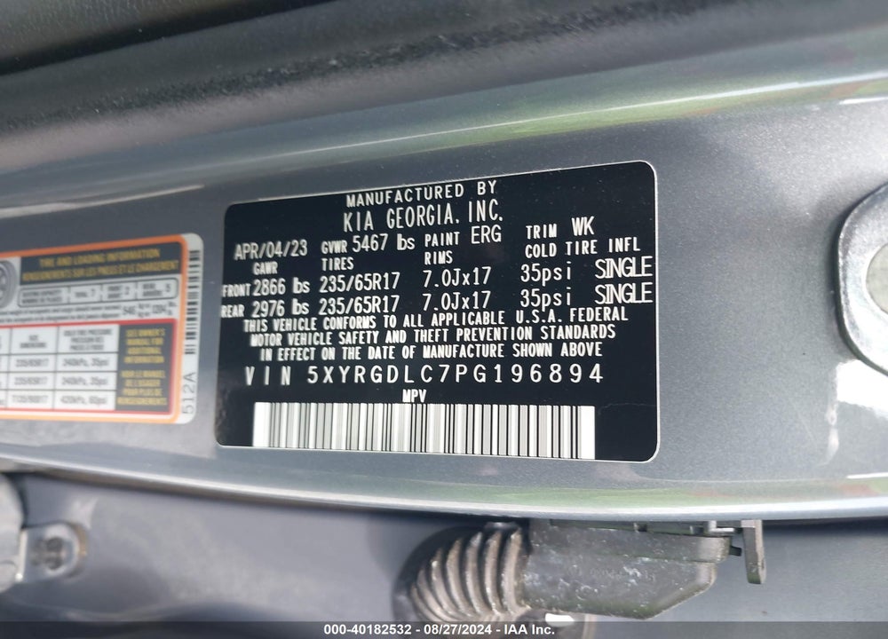 2023 KIA SORENTO LX VIN: 5XYRGDLC7PG196894