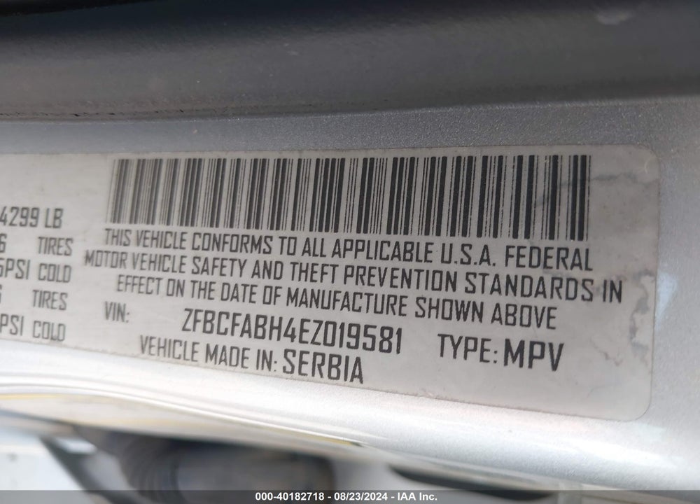2014 FIAT 500L EASY VIN: ZFBCFABH4EZ019581