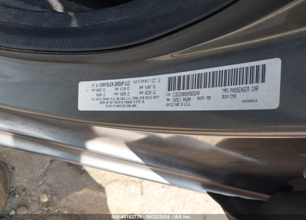 2013 DODGE AVENGER SE VIN: 1C3CDZAB0DN565240