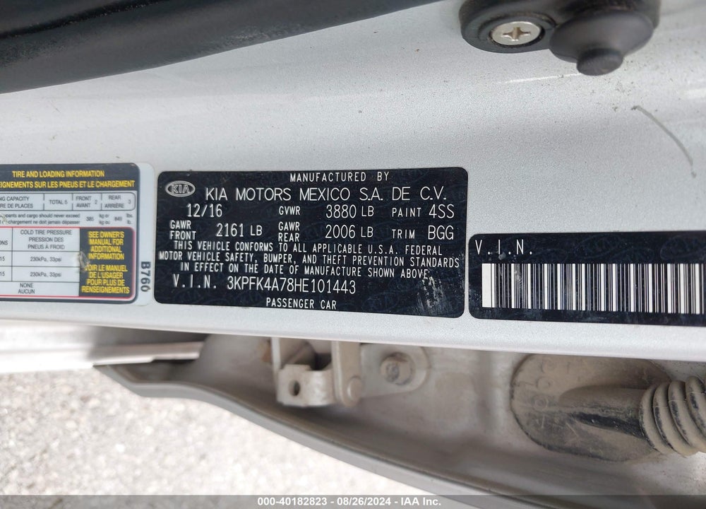 2017 KIA FORTE LX VIN: 3KPFK4A78HE101443