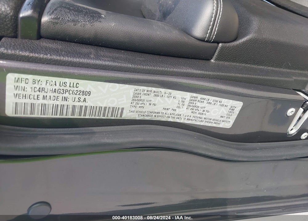 2023 JEEP GRAND CHEROKEE ALTITUDE 4X4 VIN: 1C4RJHAG3PC622809