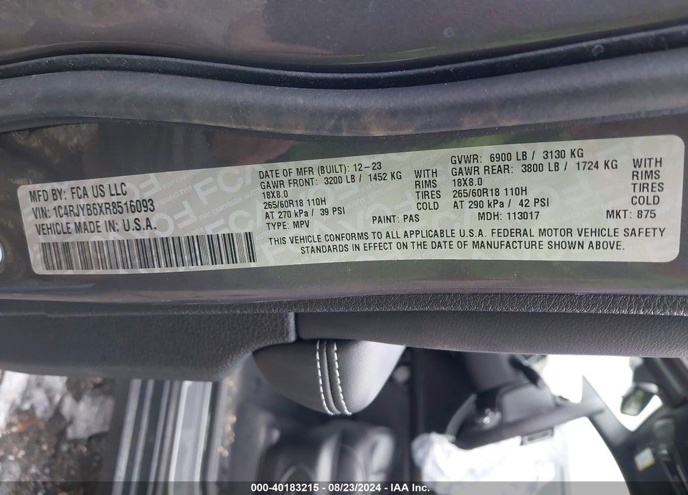 2024 JEEP GRAND CHEROKEE 4XE VIN: 1C4RJYB6XR8516093