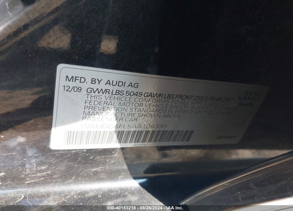2010 AUDI S4 3.0 PREMIUM PLUS VIN: WAUDGAFL5AA106330