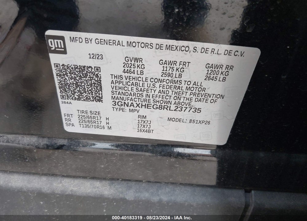 2024 CHEVROLET EQUINOX VIN: 3GNAXHEG8RL237735