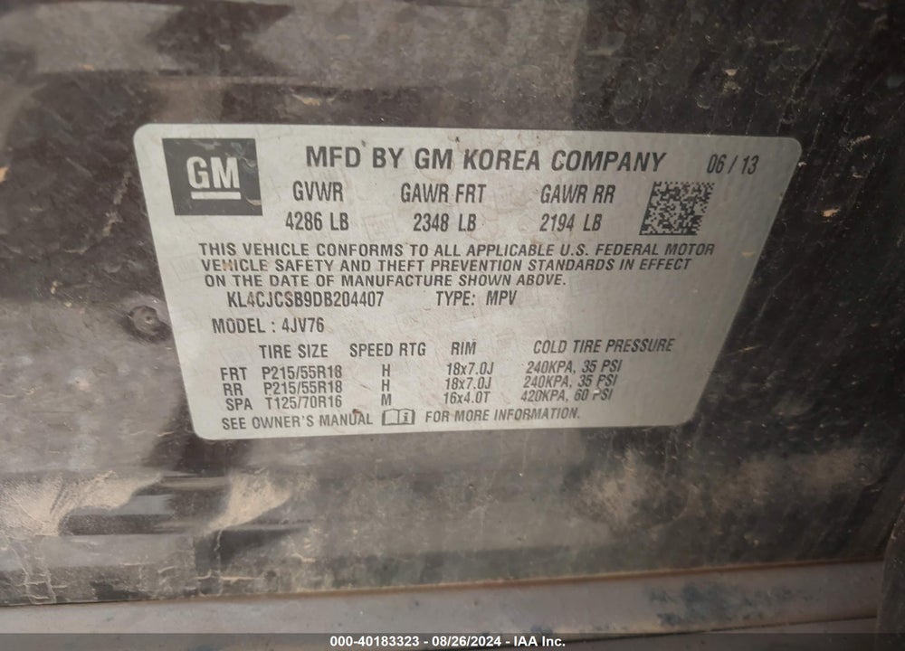 2013 BUICK ENCORE LEATHER VIN: KL4CJCSB9DB204407
